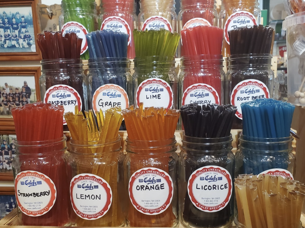 Jars of different flavored Honey Straws